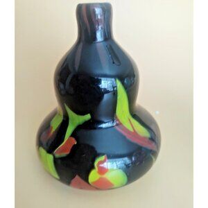 Vintage Murano-Style art glass vase double gourd shape "Tutti Frutti" pattern